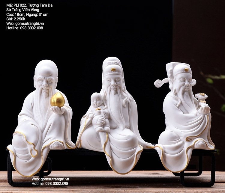 TƯỢNG TAM ĐA SỨ TRẮNG VIỀN VÀNG